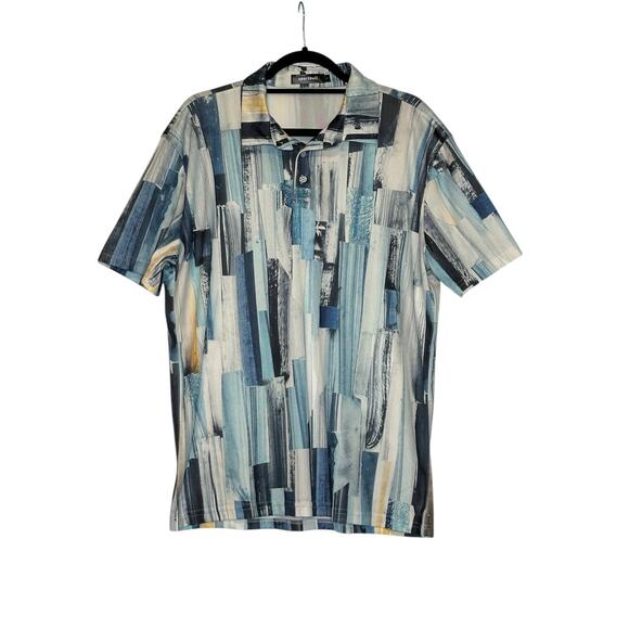 SportBull blue stripe short sleeves golf shirt size large - Picture 7 of 7